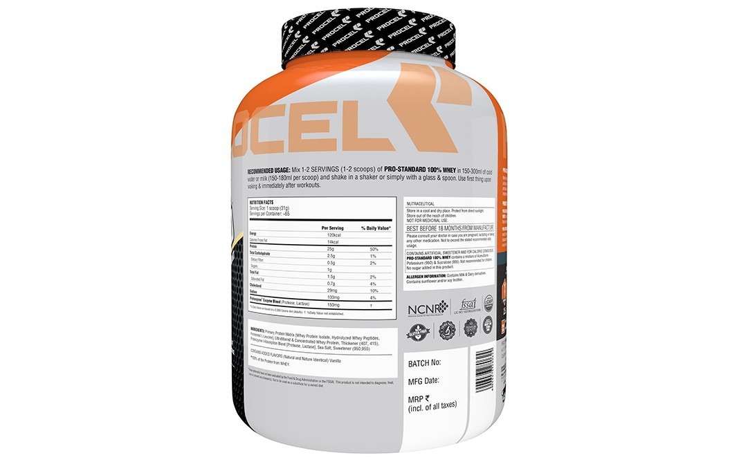 Procel 100% Whey Pro-Standard Vanilla Buttercake Flavor   Plastic Jar  2 kilogram